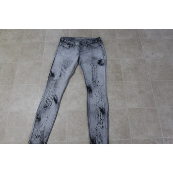 Express jeans size 9 gray with black paint splatter Zelda Ultra Skinny EUC CUTE - Picture 1 of 8